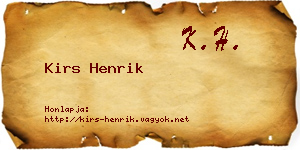 Kirs Henrik névjegykártya
